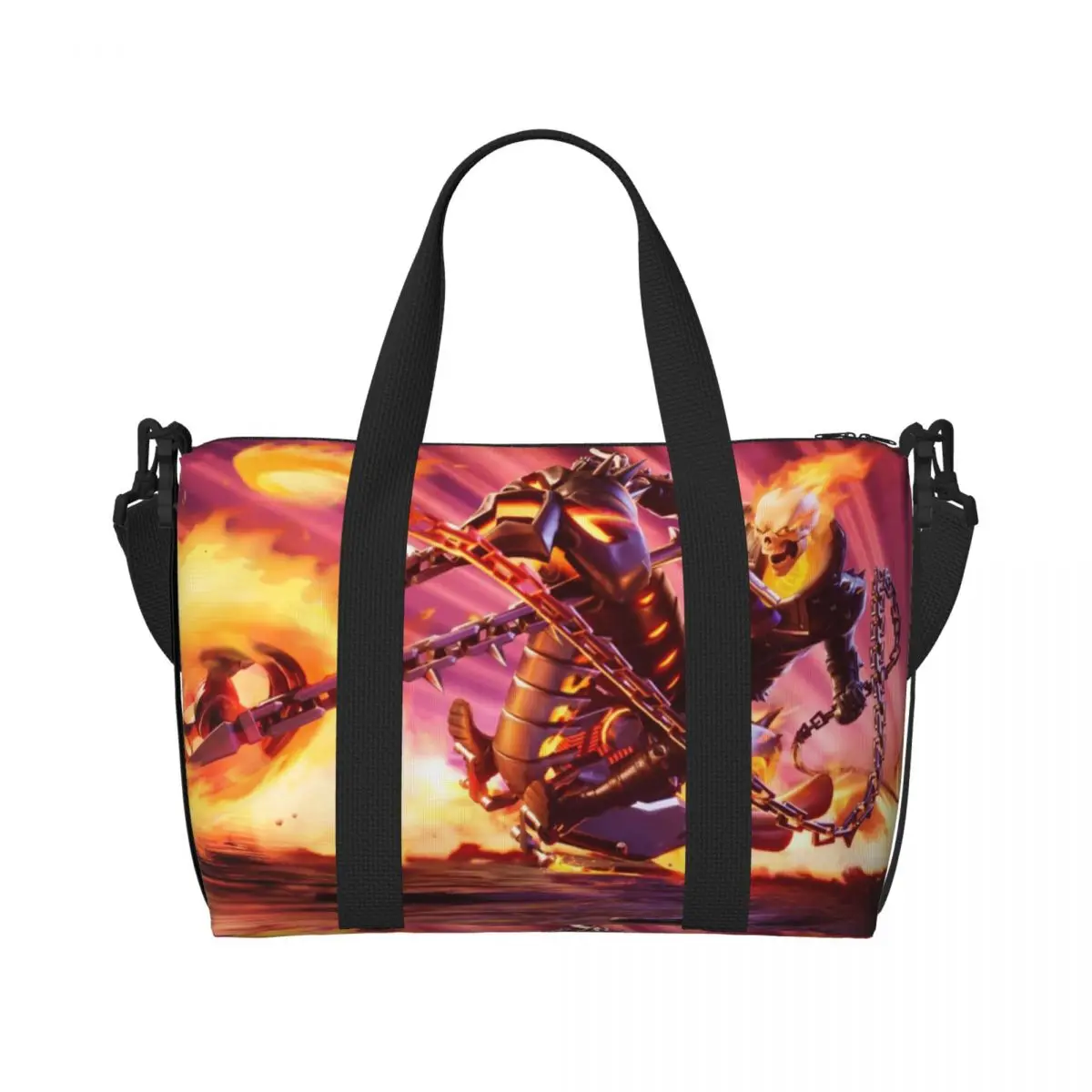 

Custom Ghost Rider Image Beach Tote Bag for Women Extra Large Gym Carry On Travel Shopping Bags