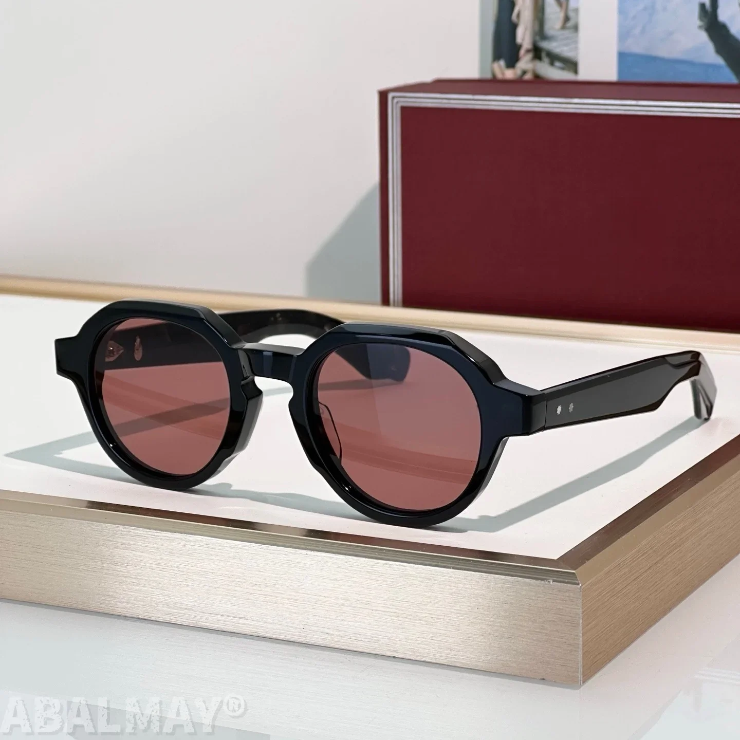 

JM PONTIAN 46-23 Top Quality Mens Sunglasses for Women Retro Trend Luxury Acetate Titanium UV400 Designer Sunglasses Frame