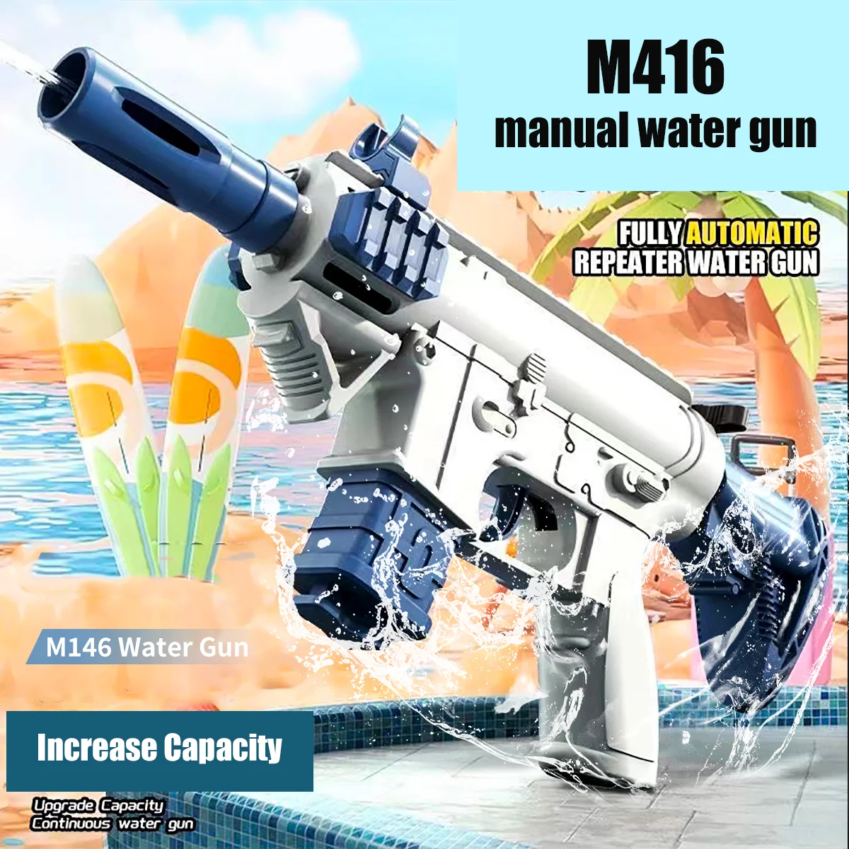 Pistolet à eau M416 manuel Version continue pistolet de pulvérisation enfants adultes piscine extérieure plage extérieur jouet pour enfants garçons filles