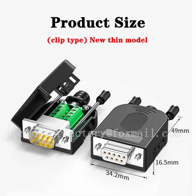 1Pcs 5Pcs 10Pcs DB9 Connector D-SUB 9 Pin Male Female Plug RS232 RS485 Breakout Terminals 21-24 AWG Wire Solderless Connectors