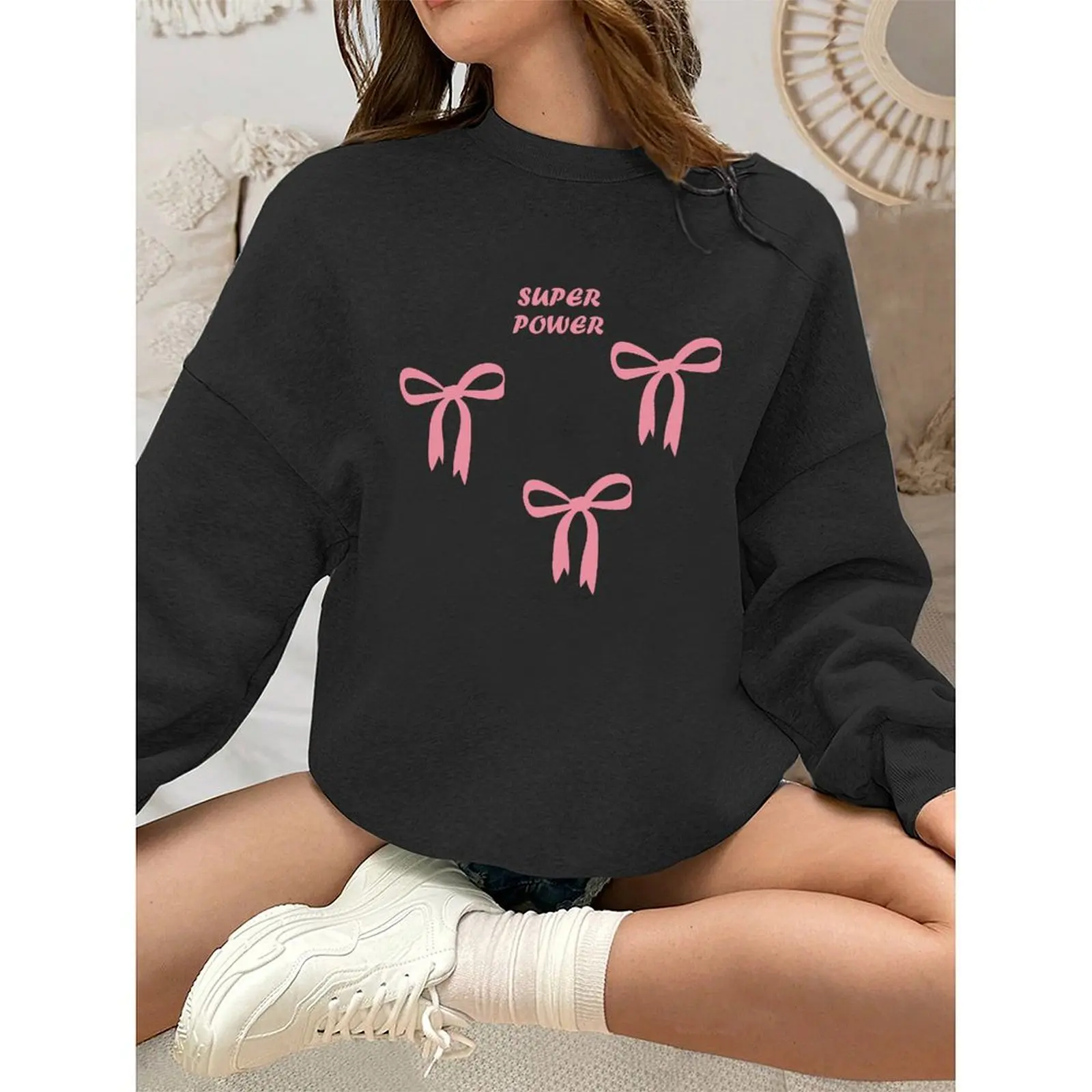 

Women's Sweater Sweatshirts Velvet Winter Casual Spray-painted Print Colorful Long Sleeve Pullovers Autumn Woman Clothes