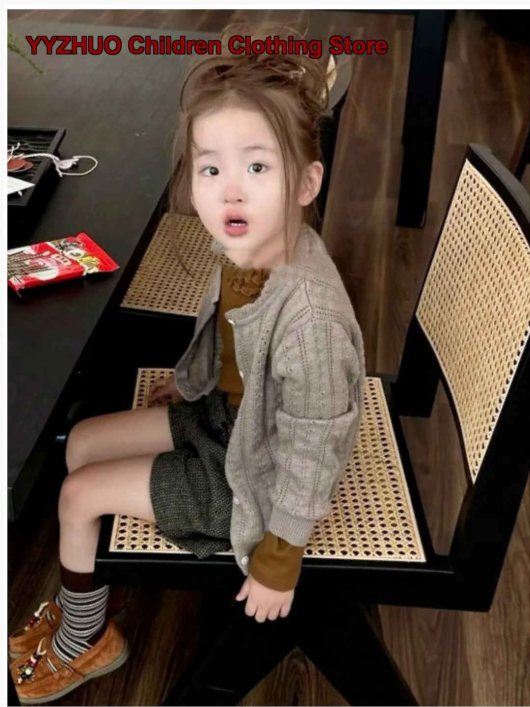 Girls Cardigan Kids Autumn Thin Khaki Knit Jacket Newborn Toddler