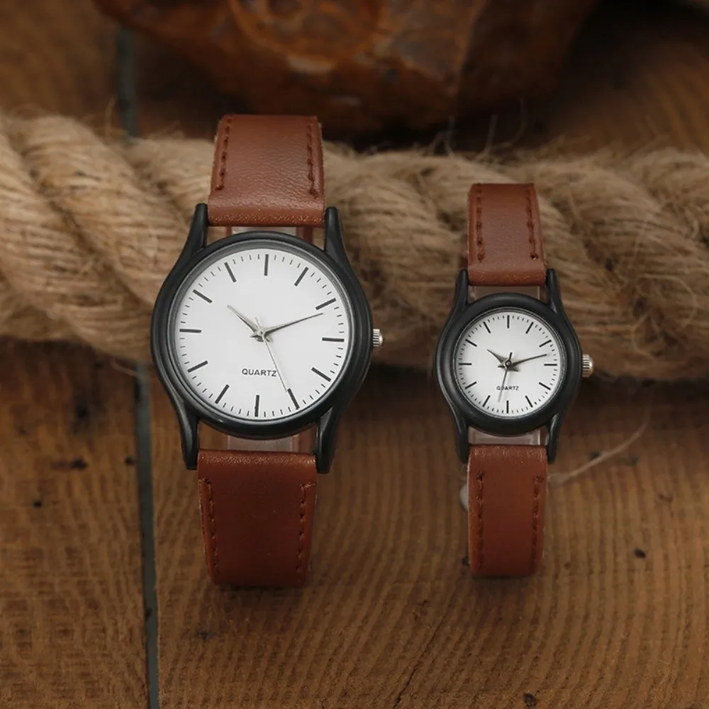 Elegant Minimalist Quartz Watch Round Dial Stainless Steel Couples Watch Simple Leather Strap Classic Wristwatches Ladies