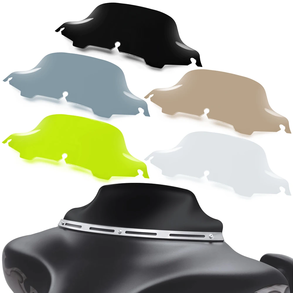 

8'' Motorcycle Windshield Wind Deflector Wave Windscreens fits For Harley Touring Electra Glide Street Glide Tri Glide 1996-2013