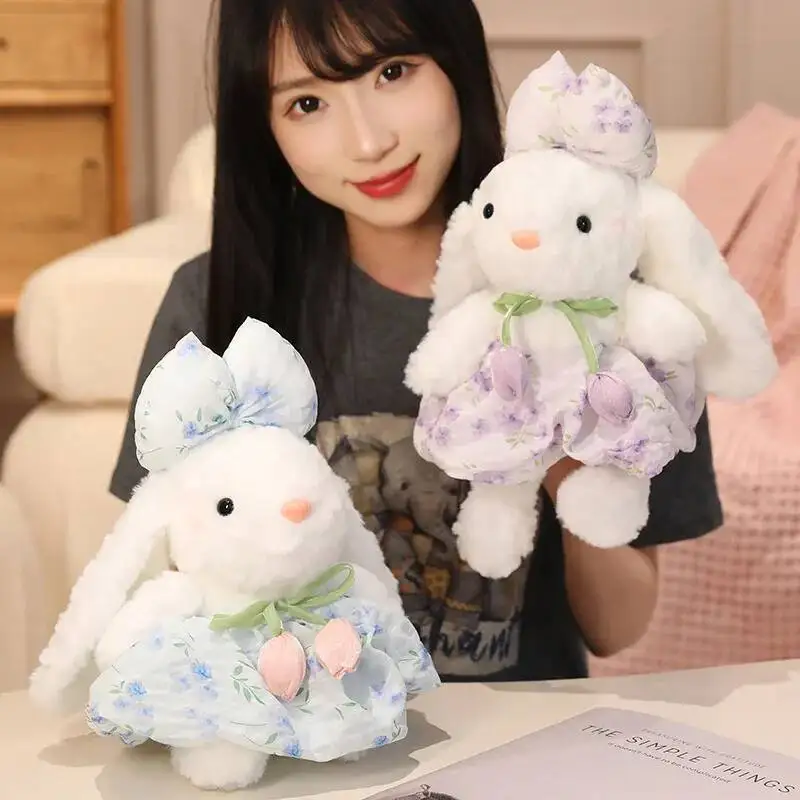 Prinses Konijn Knuffels Elegante Kanten Jurk Bunny Pop Mooie Kinderen Sussen Pop Zoet Festival Cadeau Aan Vriendin
