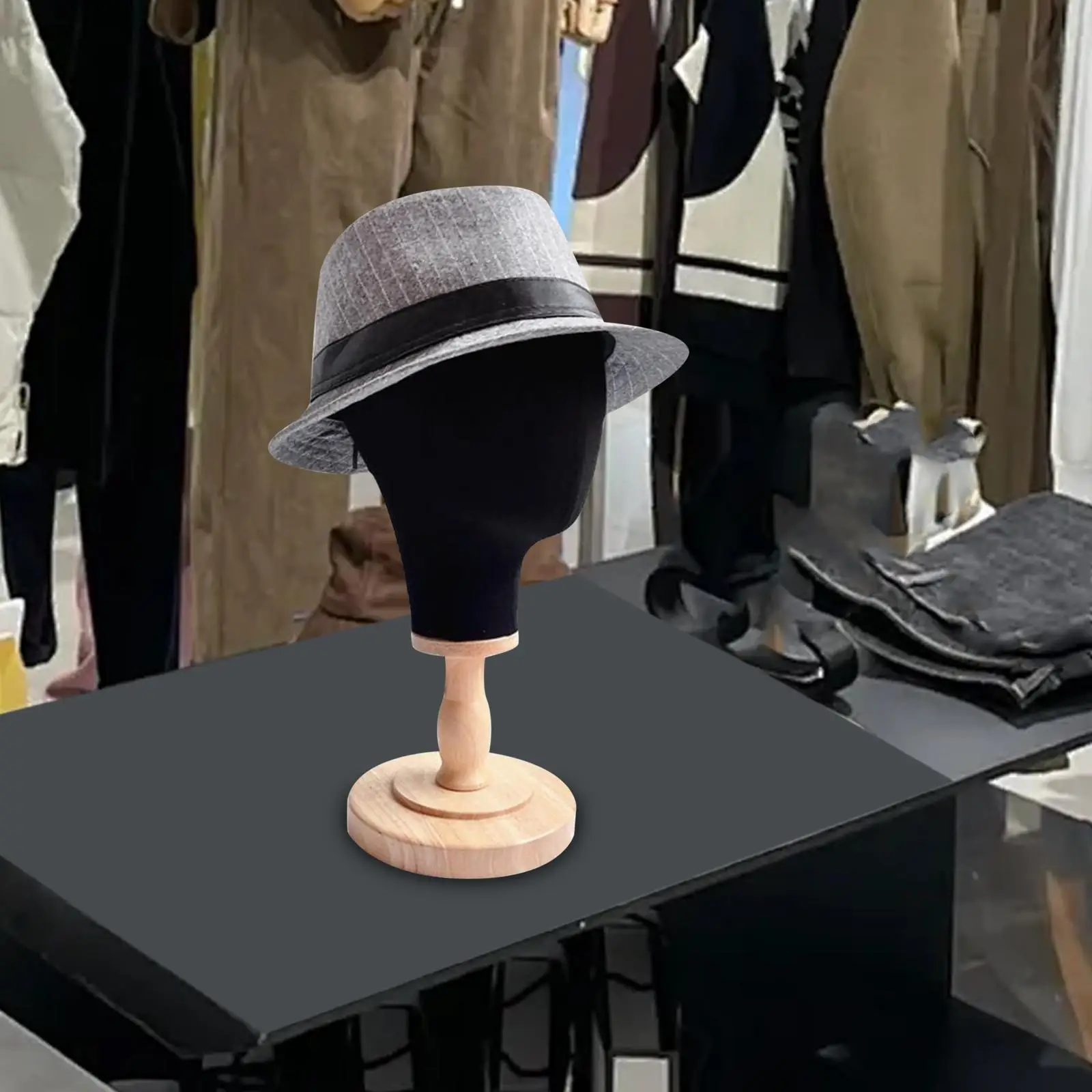 Mannequin Head Wig Stand Holding Headdress, Headphone Sturdy Hat Holder Caps Storage Rack for Business Barbershop Home