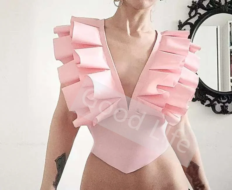 اليدوية اللاتكس الطبيعي امرأة نفخة الأعلى اللاتكس Gummi الإناث مثير عارية الذراعين القمم اللاتكس امرأة كشكش الوثن اللاتكس الرأس