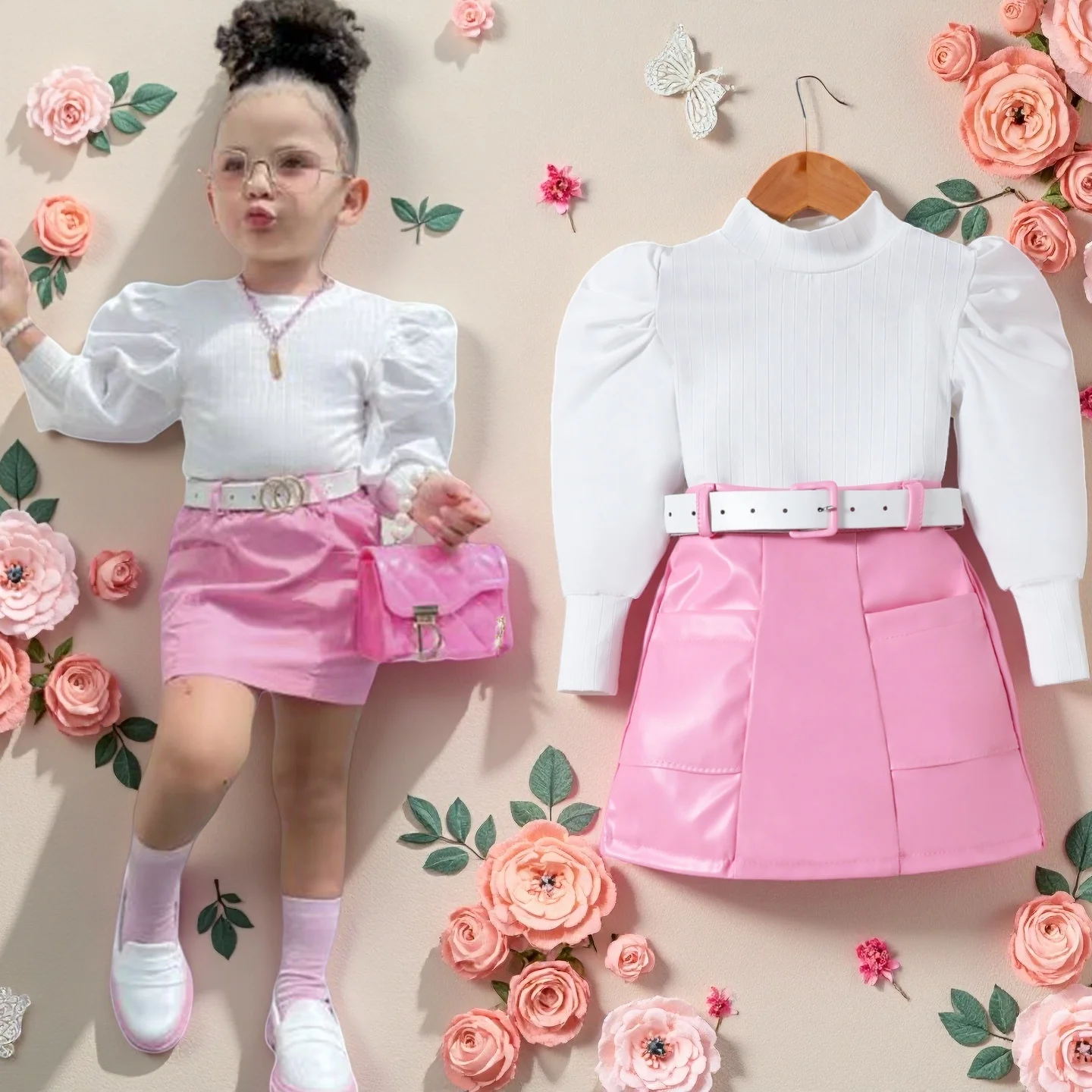 

Kids Clothes Girl Sets Long Sleeve Shirt Top and Skirt Outfit For Toddler Girls for Outings and Daily Wear Children Clothing