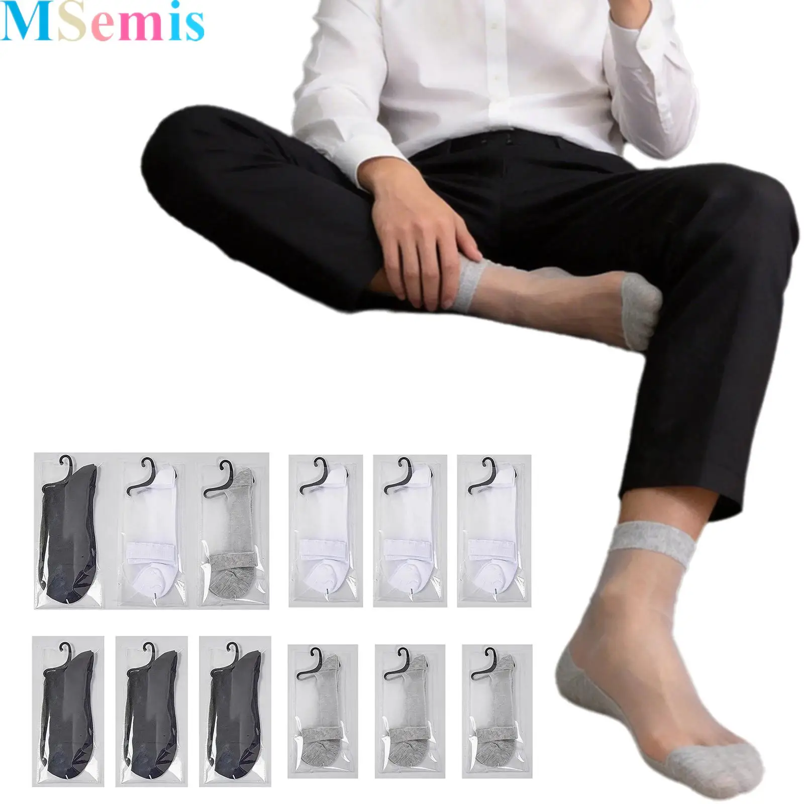 

3 Pairs Men Thin Sheer Transparent Business Socks Sweat-absorbing Breathable Mid-calf Socks for Daily Wear Formal Wear Suit