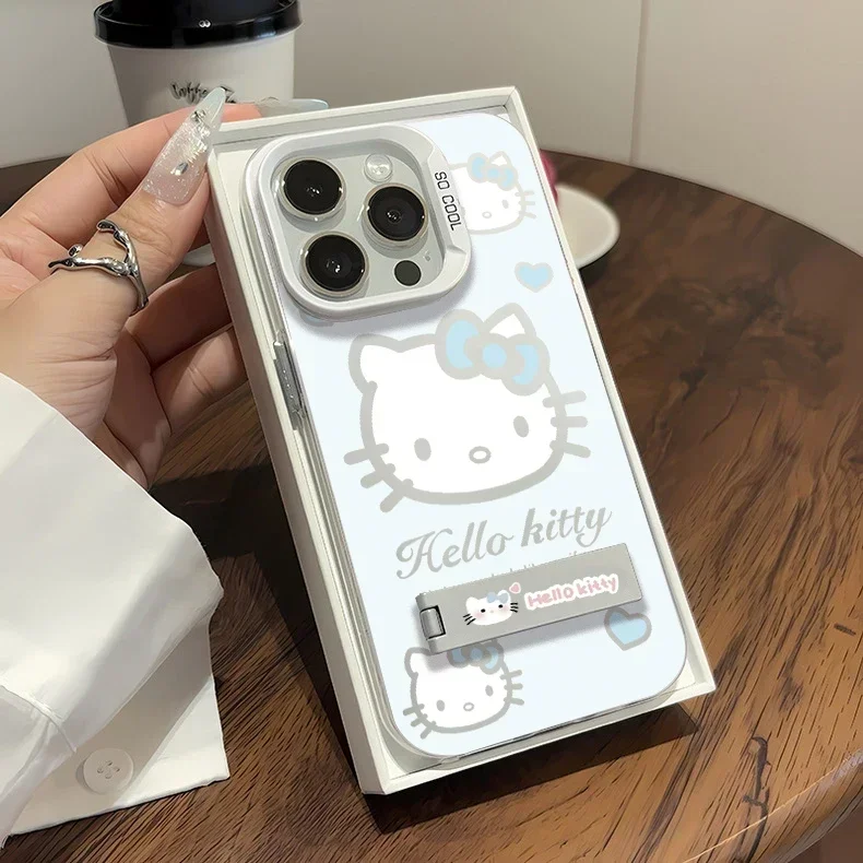Blue Cute Hello Kitty Phone Case for Samsung A73 A72 A55 A54 A53 A35 A34 A33 A24 A23 A22 A15 A14 A13 A05 4G 5G Cover with Holder image 4