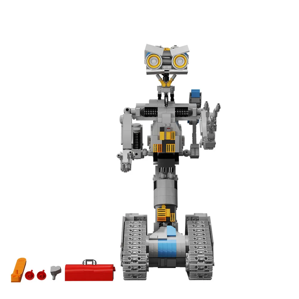 Gobricks MOC Johnnyed 5 Robots Model Brick Shorted-Circuits Military Emotional Robot Building Block Kit Toys For Adult Gifts