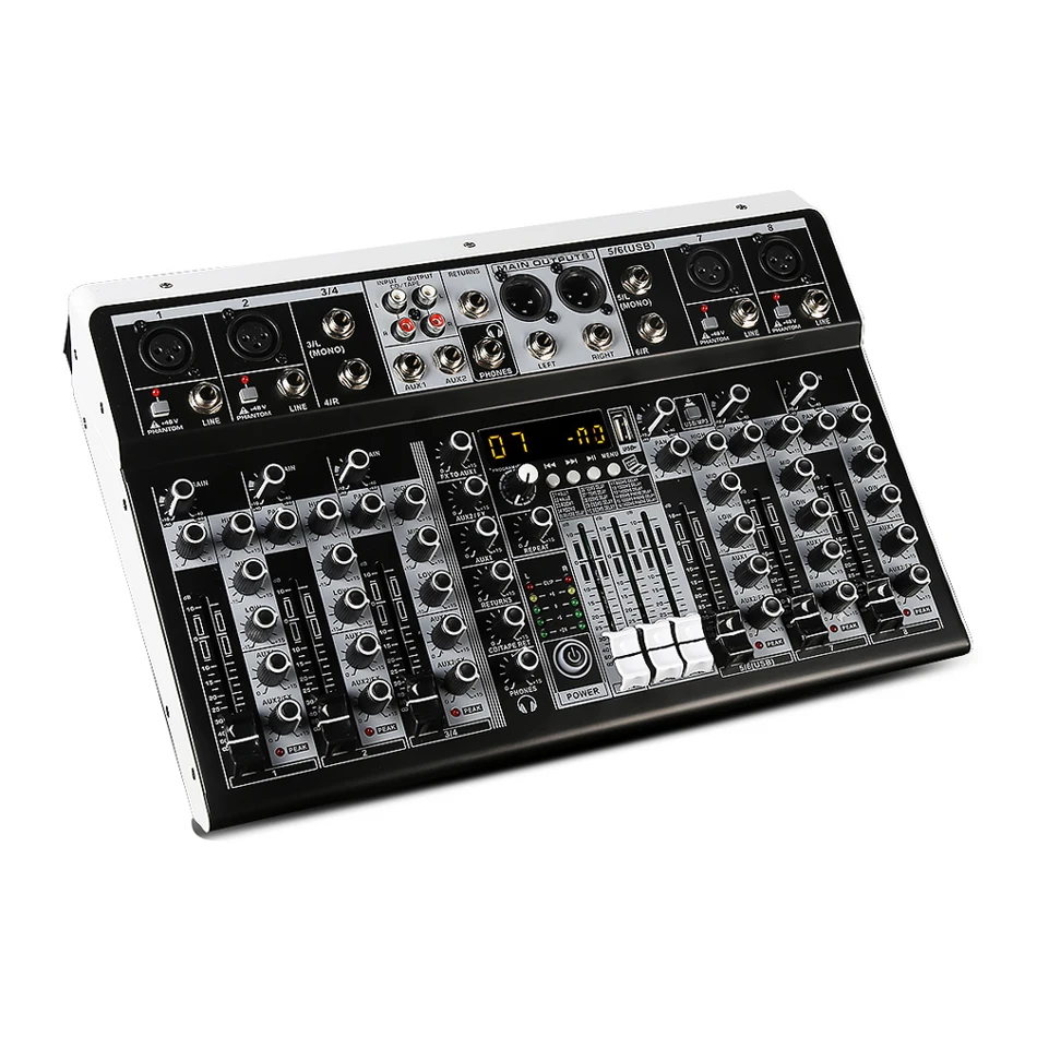 RP-8 Professional 8 Channel Sound Audio Console Mixer DSP Effector Stage Controller Mesa De Som Digital DJ Audio Mixer