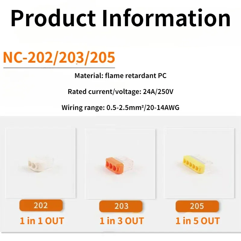 DIY 2/3/5 Pin Mini Conductor Fast wire Connector splicing Terminal Block Universal Compact Push-in Wiring Connector AWG 20-14