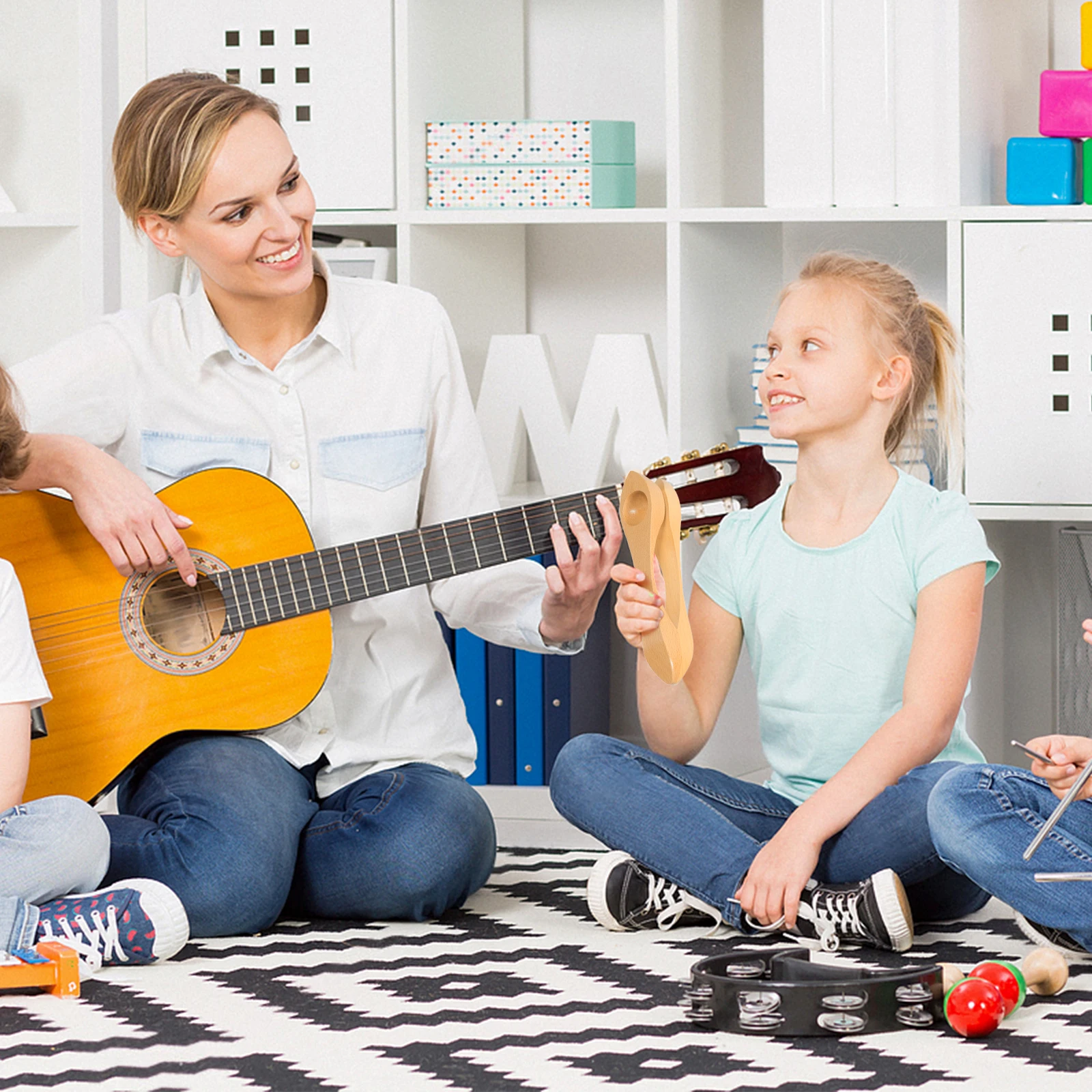 

Wooden Children's Musical Instruments Kids for Stainless Toddler Percussion Spoon