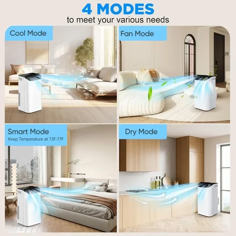 Condizionatore d'aria portatile ventola di raffreddamento silenziosa e funzione di deumidificazione Timer modalità di sospensione, telecomando