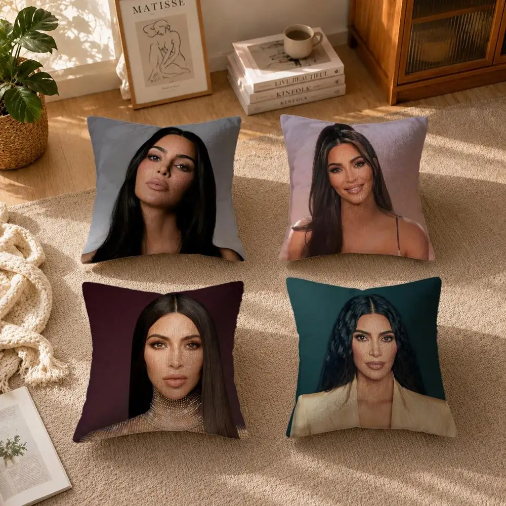 Celebrity-Kim KardashianS Cushion Cover Soft Short Plush Zippered Cushion Covers 40/45/50cm Square Decor for Sofa Home
