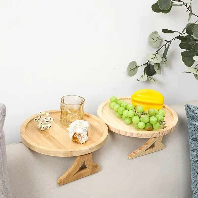 Sofa Armrest Folding Tray Bamboo Sofa Clip Table Portable Storage Tray Suitable For Snacks  Beverages Coffee Kitchen Accessories