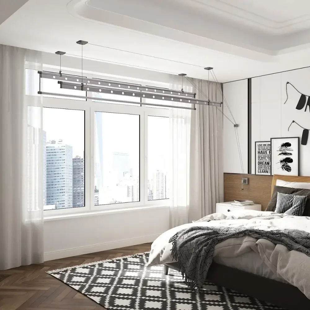 for High Quality Three Pole Hand Operated Lift Balcony Ceiling Clothes Drying Rack Hanger