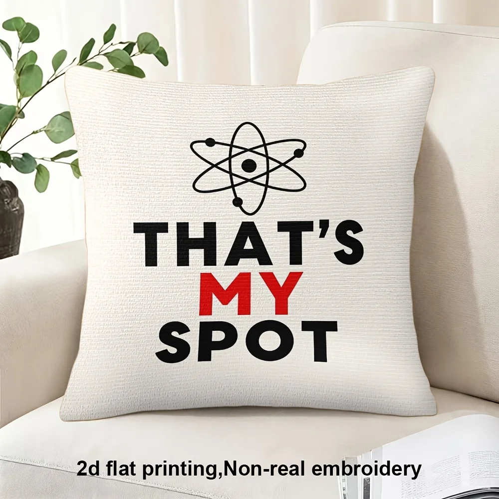 That's My Spot Funny Science Atom Print Throw Pillow Cushion Cover for Sofa Couch Decor