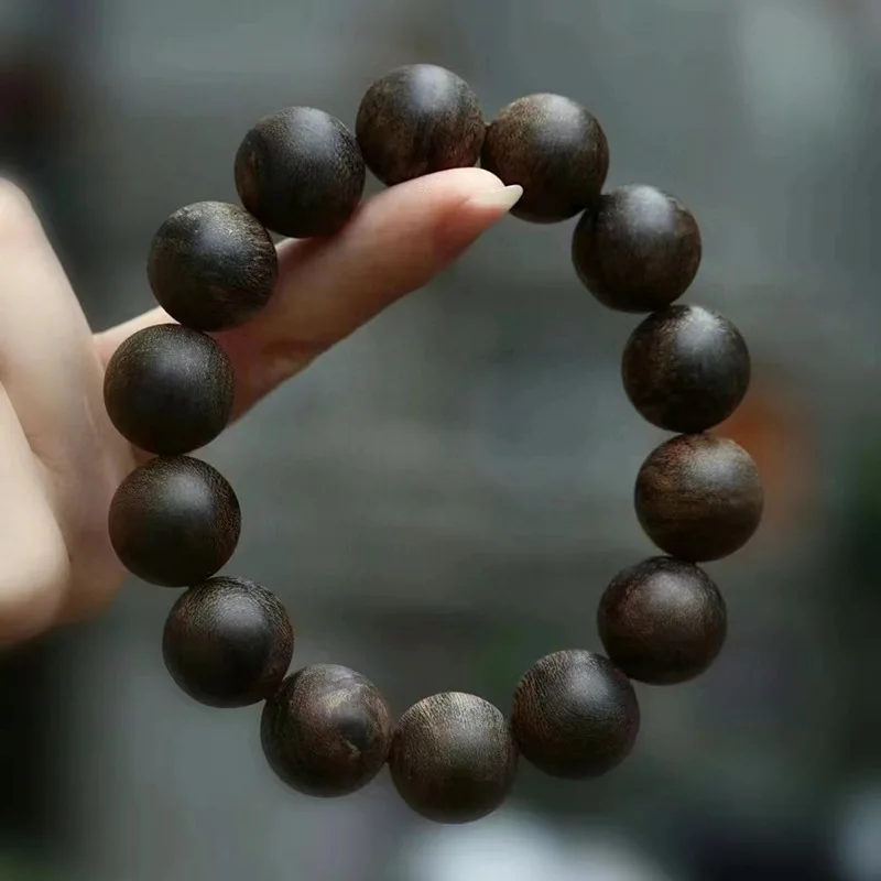 Perilla de aceite negra que se hunde Natural, pulsera de incienso que se hunde de Zhuang Qinan, 108 cuentas de ajedrez, cuentas de Buda Nan, pulsera de juego para hombres y mujeres