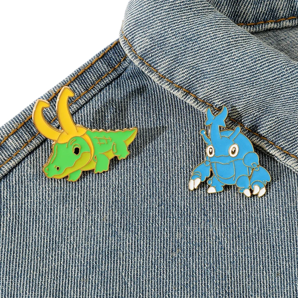 2 Pcs Cartoon Anime Beetle Brooch Cute Heracross Enamel Pin Metal Badge Jewelry Backpack Clothing Accessories Festive Gift