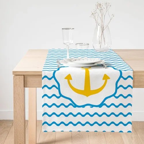 Realhomes On A White Background With Anchor Pattern Digital Printed Custom Design Suede Runner