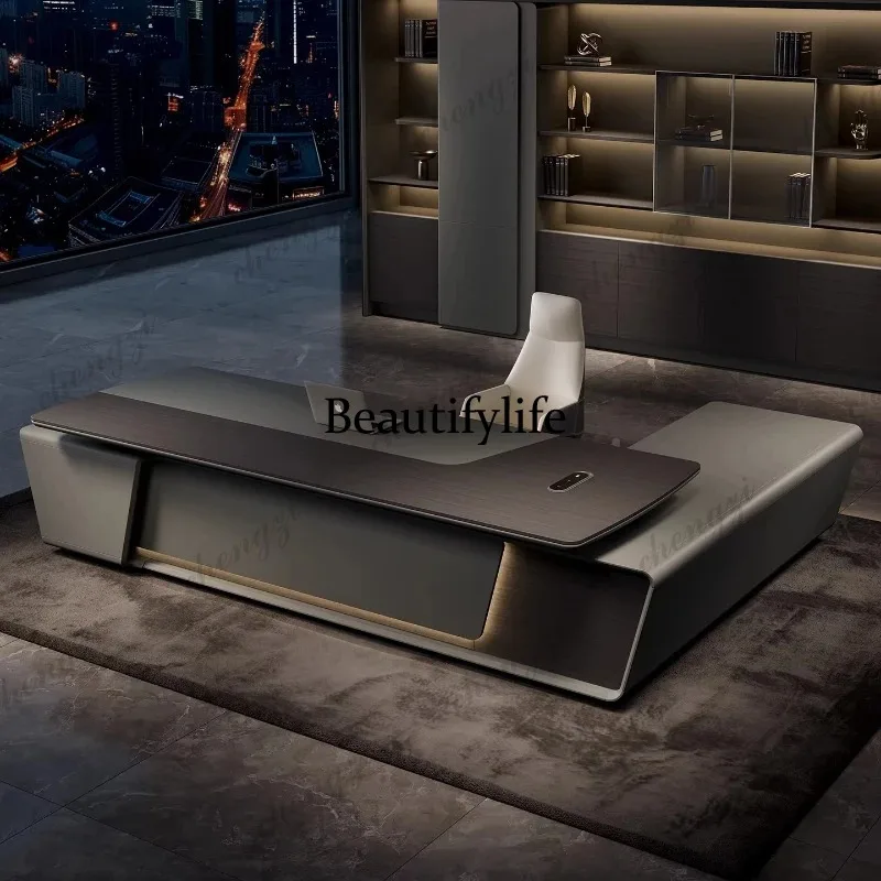 

L181 High end luxury Computer desk With side cabinet designer furniture office table mesa para escrit furniture