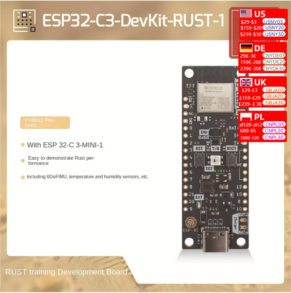 ESP32-C3-DevKit-RUST-1 RUST Training Development Board