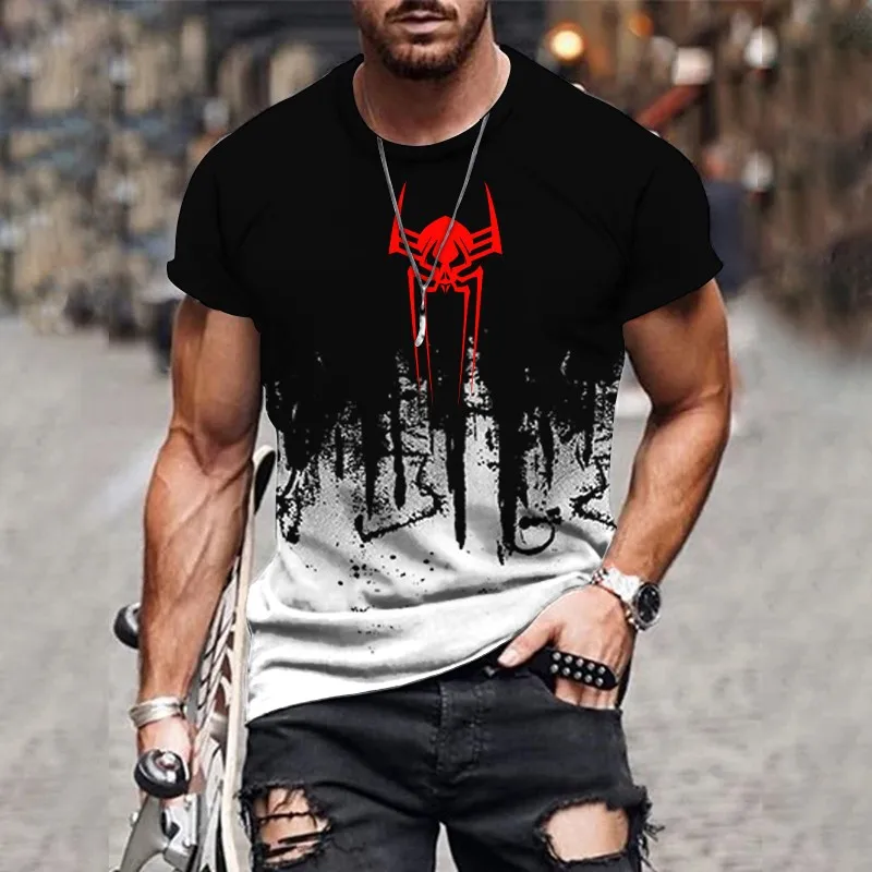 

Camiseta de manga corta para hombre,camisa con estampado digital 3D degradado,cuello redondo,holgada,informal,