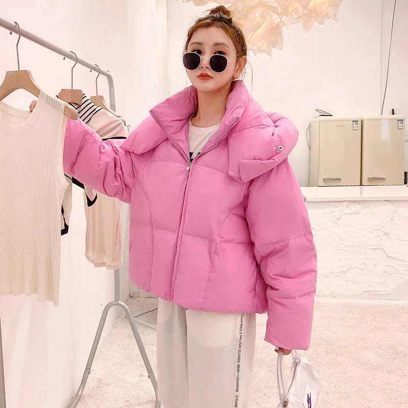 

Winter Cotton Padded Oversize Puffer Jacket Hooded Loose and Thick Bread Coat Fluffy Hooded Bread Down Jacket Fmeale Parka
