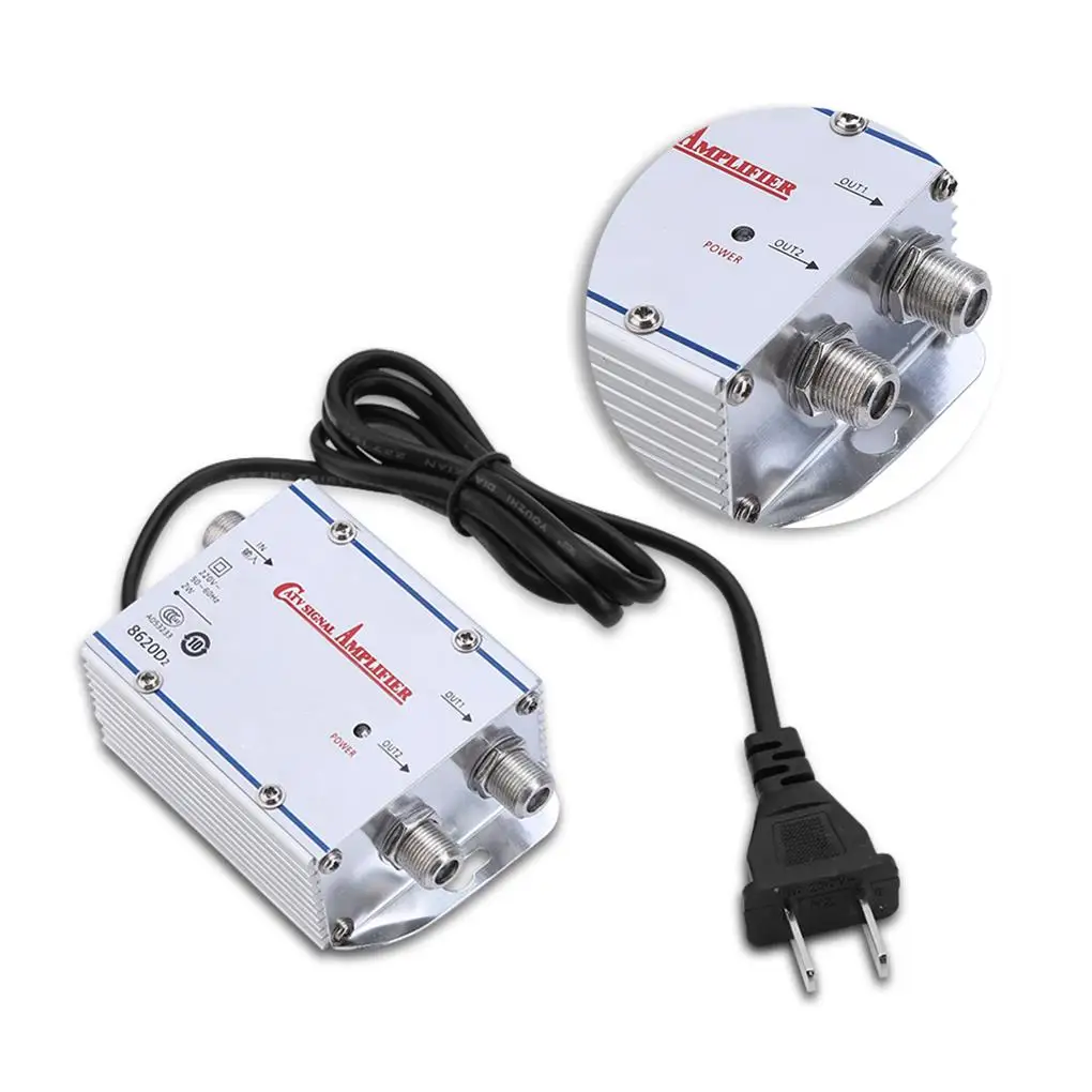 Стандартный двухсторонний усилитель сигнала кабельного телевидения, 220 В переменного тока, видеовспомогательный адаптер, разветвитель