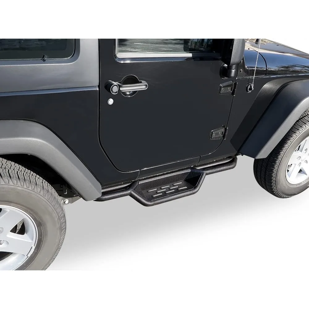 

Black 6 Inches Tubular Drop Down Style Nerf Bars Running Boards Compatible with Jeep Wrangler JK 2007-2018 2-Door (Factory Side