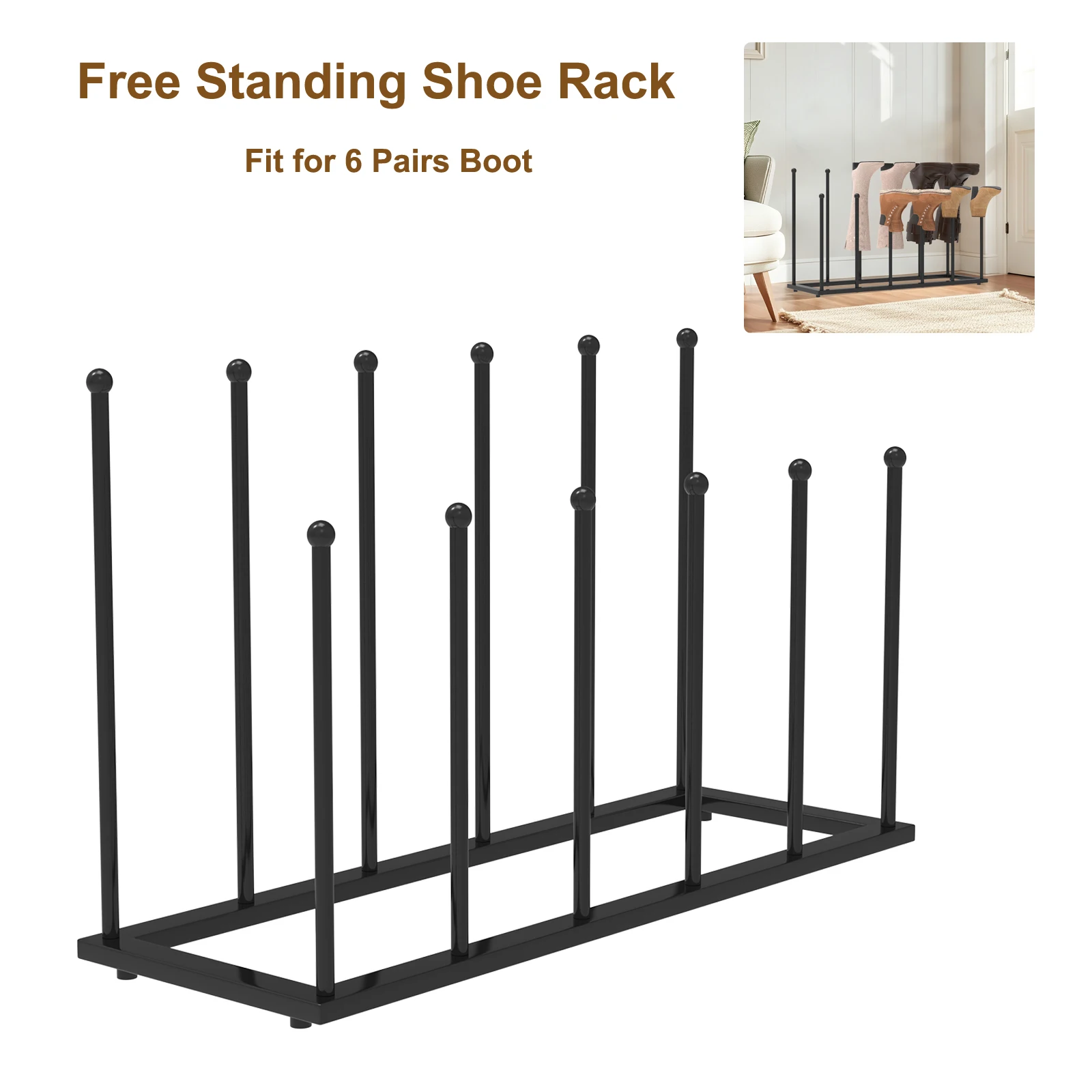 Free Standing Boot Rack for 6 Pairs Storage