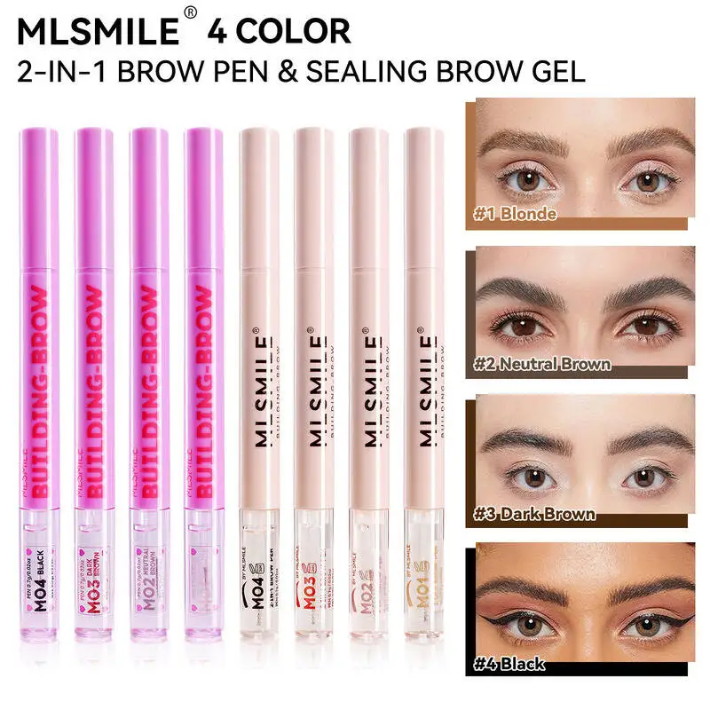 MLSMILE 4-farbiger, doppelseitiger, formender Augenbrauenstift, langlebige Einstellung, natürlich schlanker flüssiger Eyeliner, neu