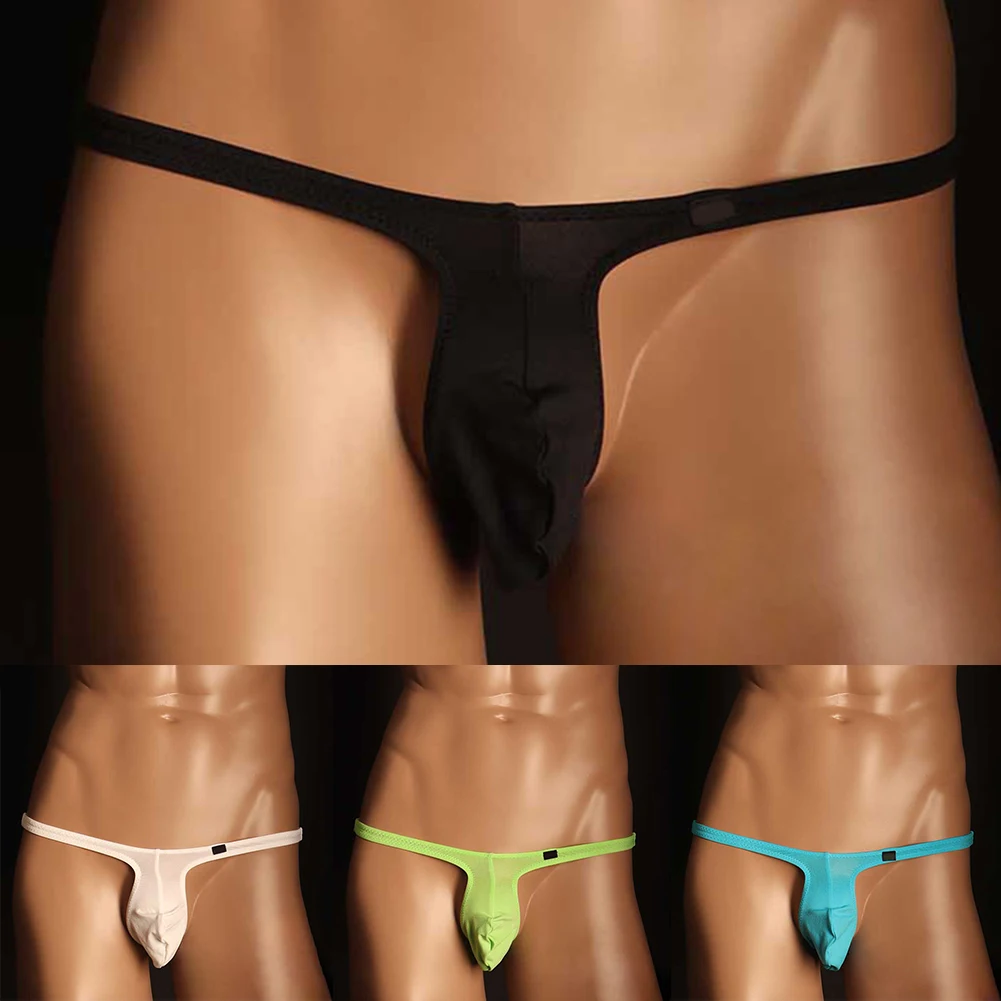 Tanga Sexy convexo en U para hombre, bolsa grande, parte trasera en T, Bikini de tiro bajo, ropa interior de malla ultrafina, lencería erótica