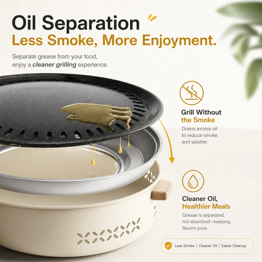 Portable Barbecue Grill Korean Charcoal Stove Stainless Steel Split BBQ Stove Round Non-stick Barbecue Rack For Outdoor Camping