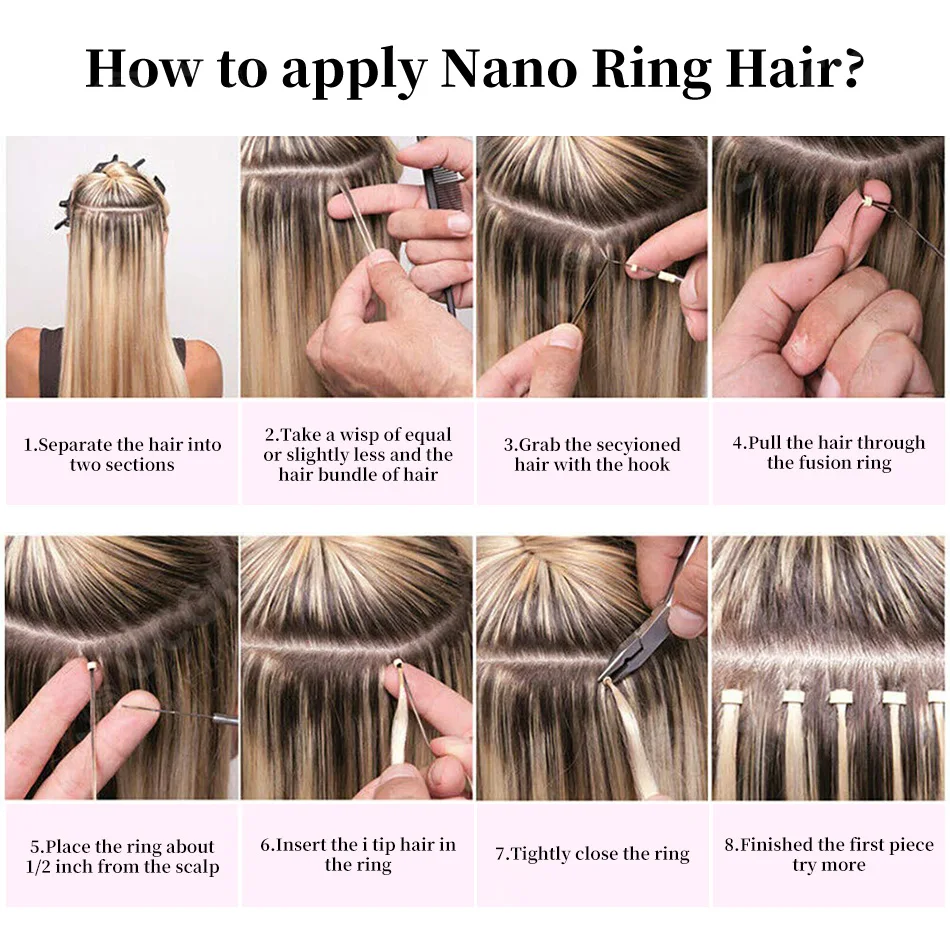 OCGK Water Wave Nano Ring Hair Extensions Human Hair Micro Bead 100% Real Remy Human Hair Invisible Add Volume #60