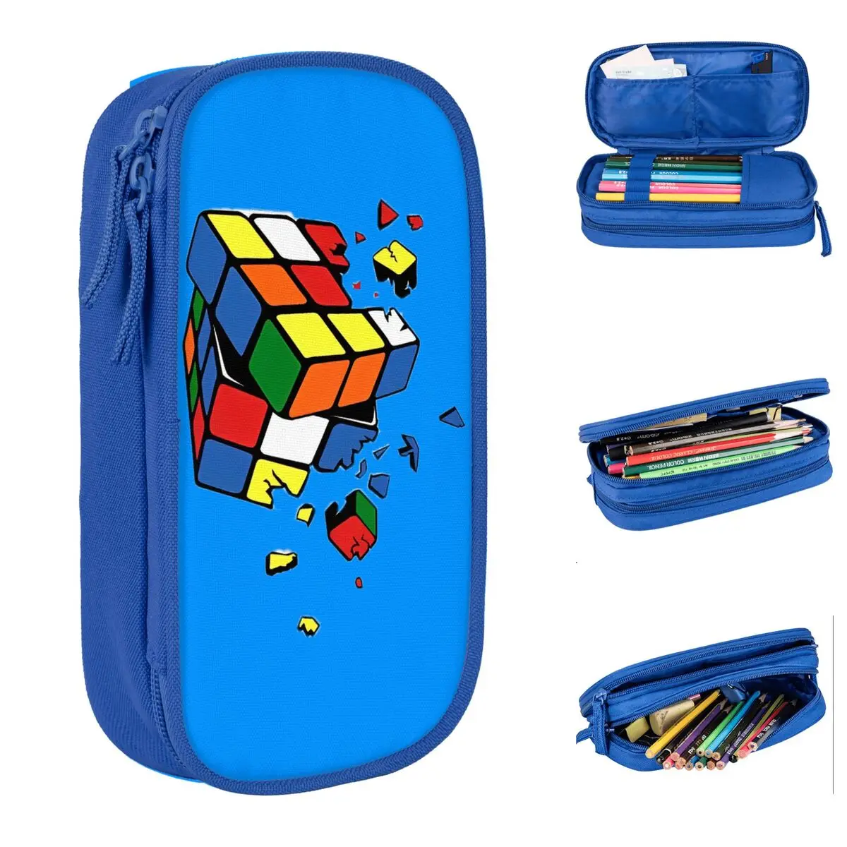 Rubix Cube Rubics Pencil Case Classic Math Rubik Pen Box Bags Student Big Capacity School Supplies Gifts Pencil Pouch