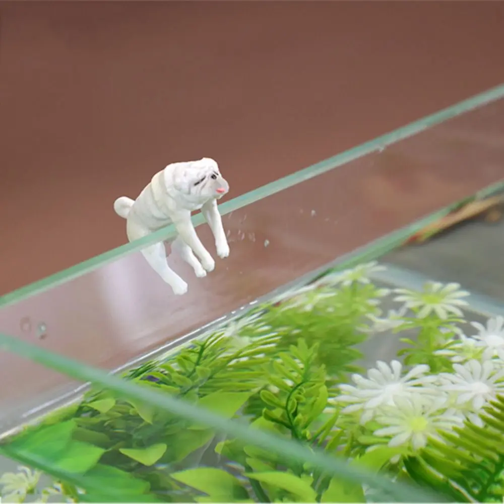 Aquarium Pendant Fall Resistance Fish Tank Dog Ornament Small PVC Dog Miniatures Delicate Cartoon Outside Scene