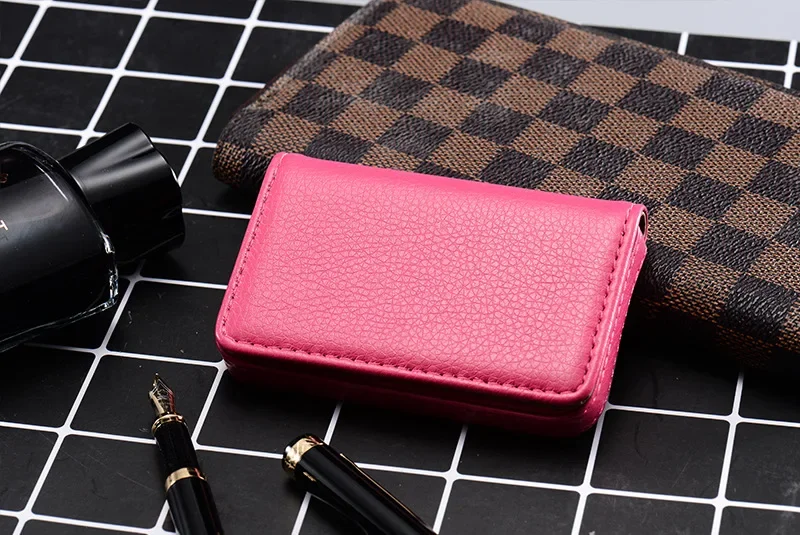 1pc PU Leder Visitenkarte Halter Mit Magnetische Schnalle Schlanke Tasche Name Karte Halter Große Kapazität Tragbare Kreditkarte Fall – Detail 15