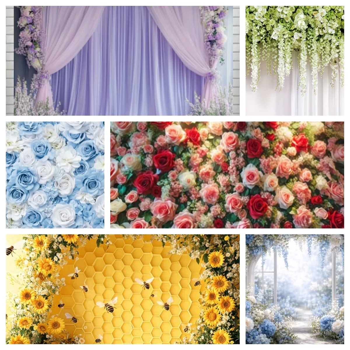 

Colorful Flower Wall Wedding Party Decoration Backdrop Rose Lavender Engagement Supplies Background Celebration Banner Props