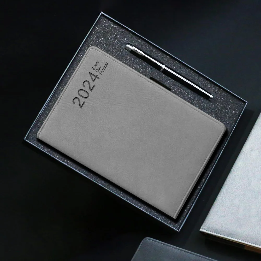 2024 Calendar Book Large A4 Daily Schedule Plan Book Notebook English Notebook Set Gift Box planner supplies  agendas