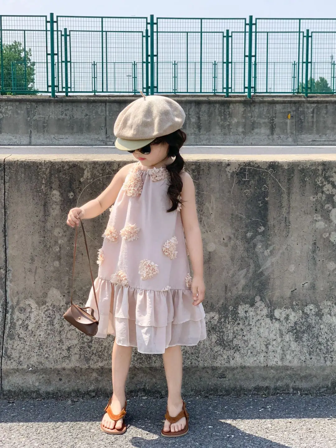 

girls dress 2025 summer new kids girls sweet princess flower neck sleeveless princess dress
