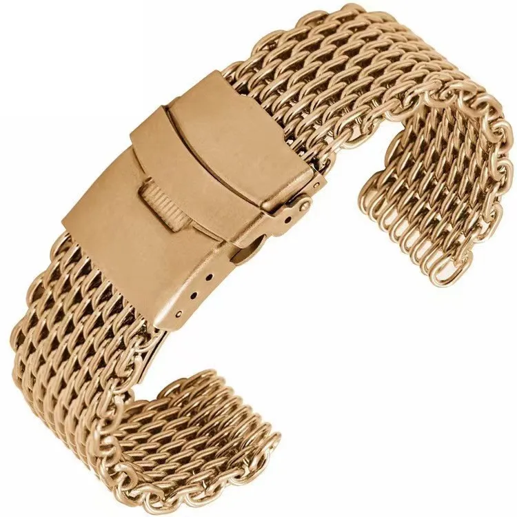 1.2 Thick mesh Milan braided stainless steel strap Safety clasp replacement bracelet steel band 18-24mm