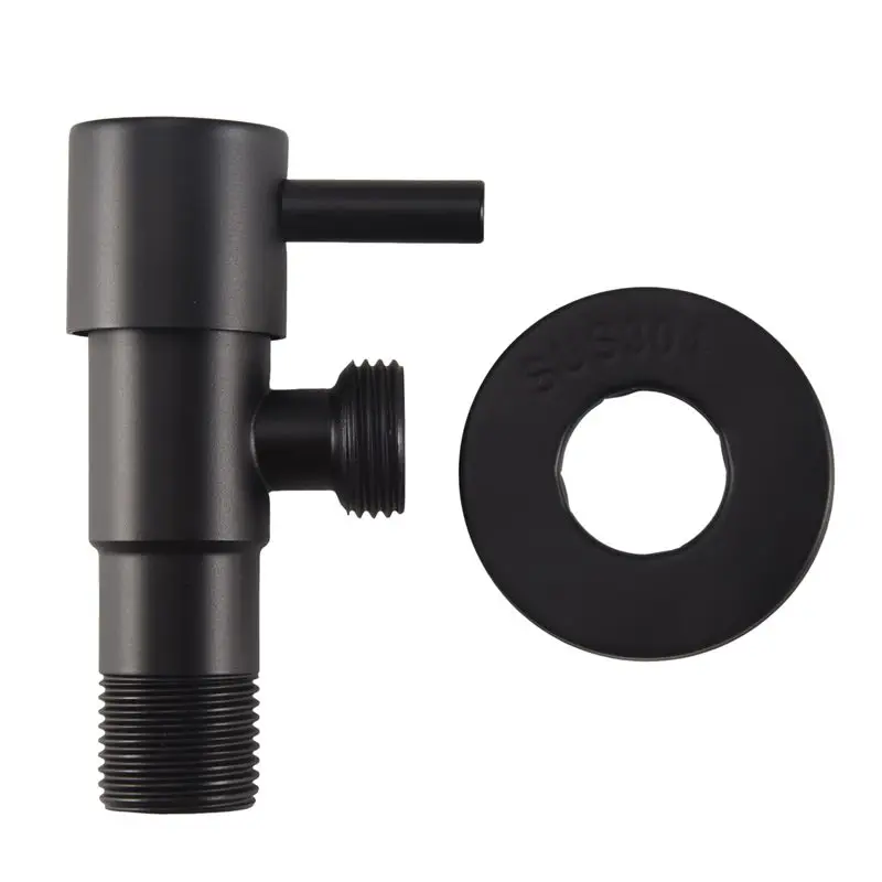 

ABJN-Black Angle Valve 304 Stainless Steel Water Stop Valve Leak-Proof Water Cold And Hot General Bathroom Accessories