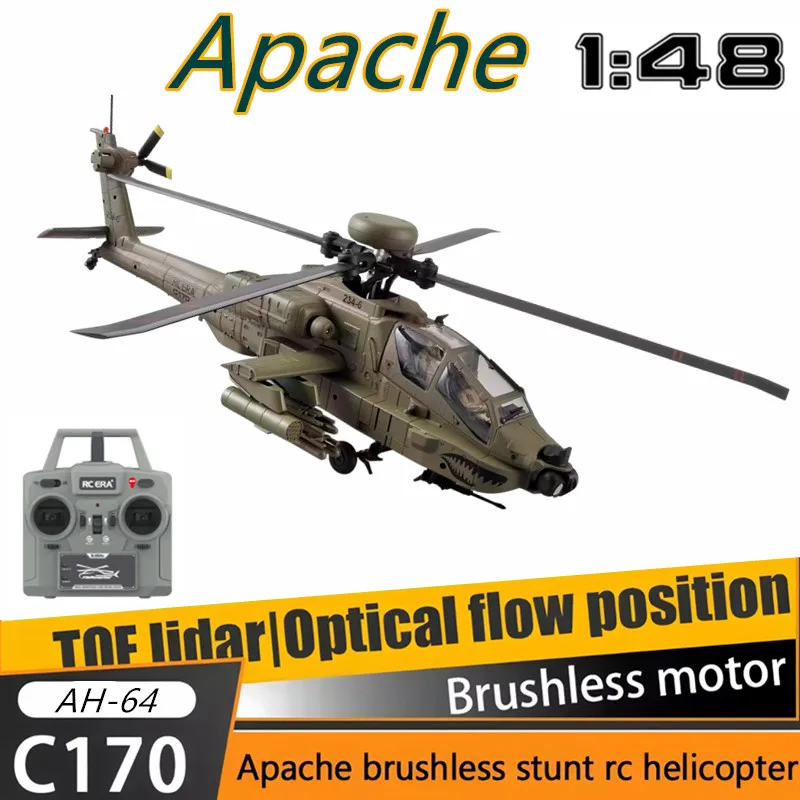 C170 RC ERA Longbow Apache Remote Controlled Helicopter Model AH-64D Optical Flow Positioning One Click Inverted Outdoor Toy