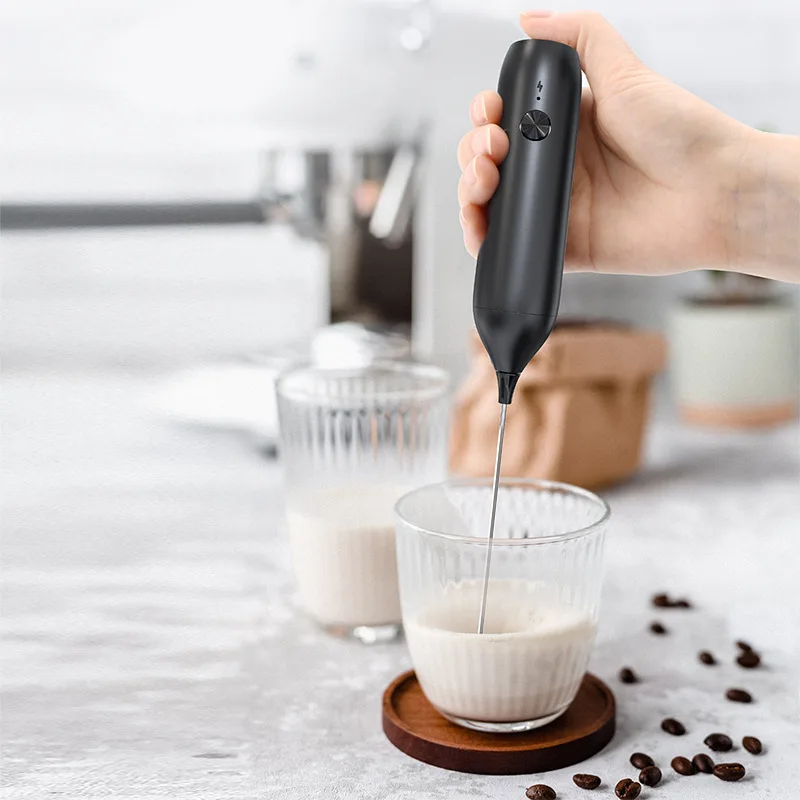 304 Stainless Steel Electric Milk Frother Mini Foam Maker Rechargeable USB Type-C Cable Drink Mixer Whisk Beater for Coffee