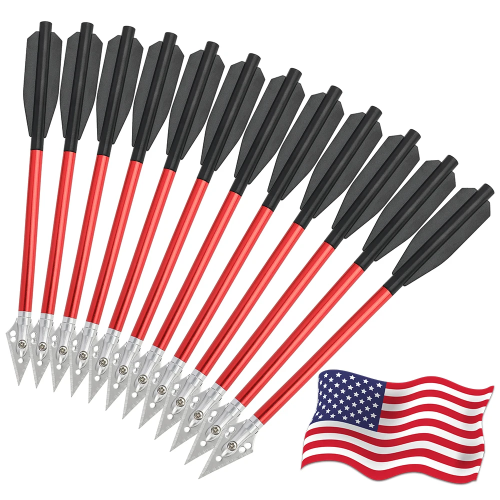 

12pcs Short Aluminium Arrow 6.7 inch Blade Arrowheads Crossbow Bolt for Crossbow Hunting Shooting Target Accessories