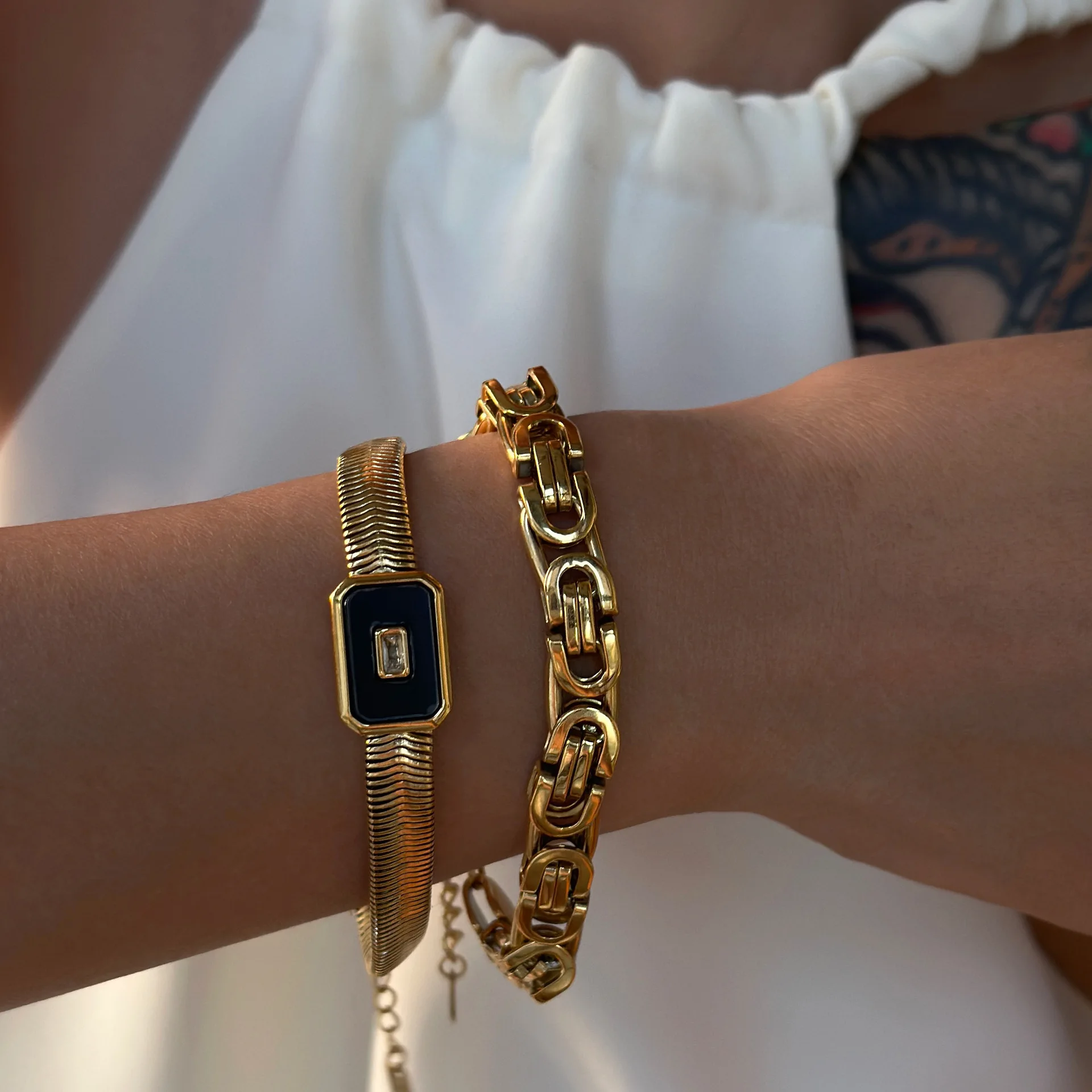 New ins Titanium Steel Snake Bone Chain Bracelet For Women Vintage Shell Square Bracelets Fashion Aesthetic Jewelry