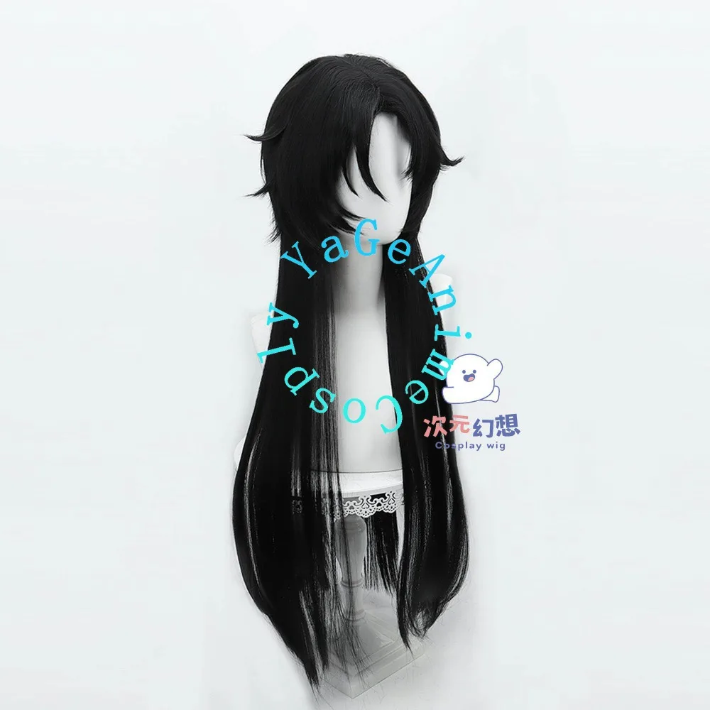 Genshin Impact Capitano Cosplay Wig Black Layered Long Hair for New Year Game Convention and Character Photo Shoot